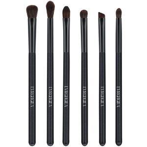 6 Pcs Black Professional Blending Soft Hairs Eye Makeup Brush Set & Wood Handle
